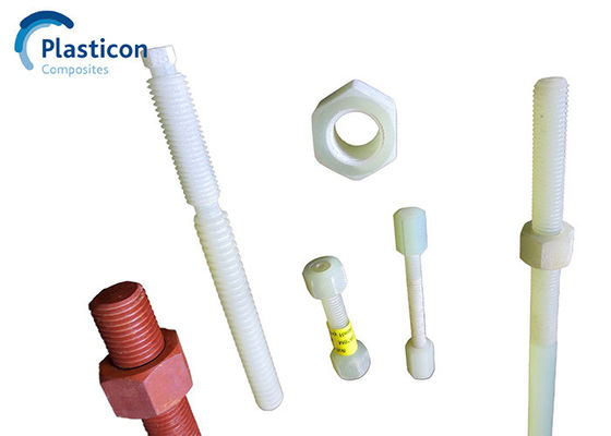 M6-M20 Sınıf 4.8 FRP Bolt Beyaz Elyaf Güçlendirilmiş Plastik Bolt