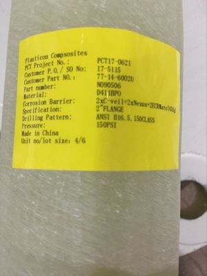 150F Gasketted FRP Flange EPDM Gaskett Fiber Güçlendirilmiş Flange